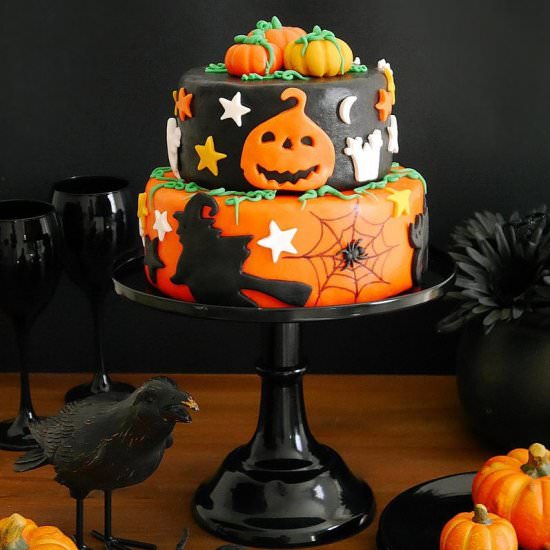 Super Easy Two-Tier Halloween Cake