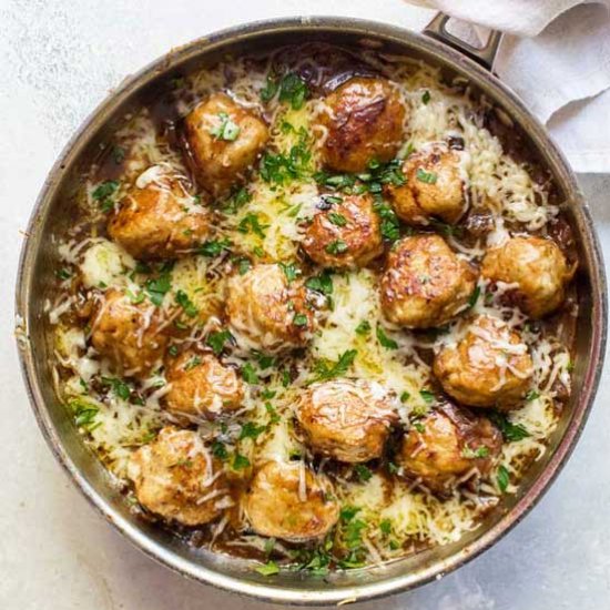 French Onion Chicken Meatballs