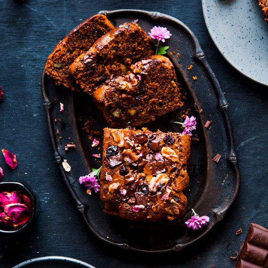 Dark Chocolate Spiced Pumpkin Bread