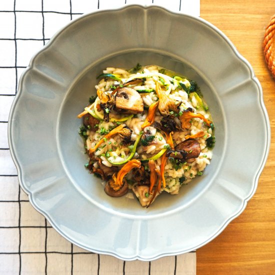 Zucchini and mushrooms risotto