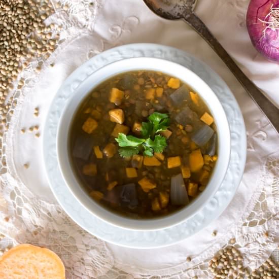 Lentil and sweet potato soup