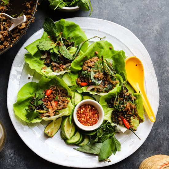 Thai Lamb Larb Lettuce Wraps