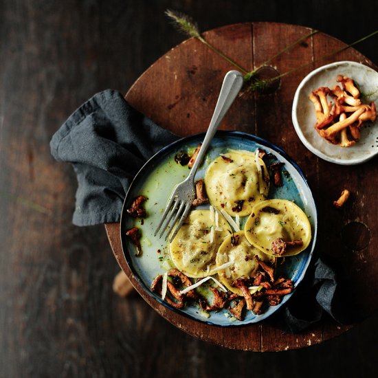 Pulled chicken ravioli