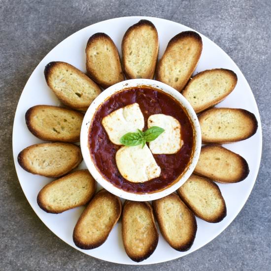 Goat Cheese Baked in Tomato Sauce