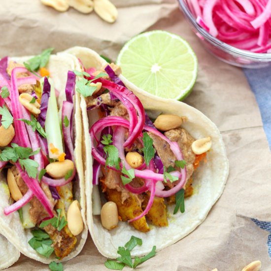 Thai Peanut Chicken Tacos