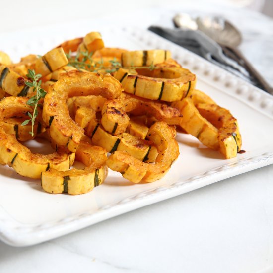 Maple Dijon Roasted Delicata Squash