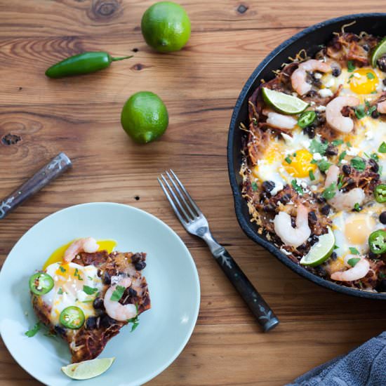 Baked Chilaquiles with Shrimp