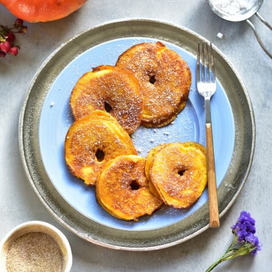 Pumpkin pie apple ring pancakes