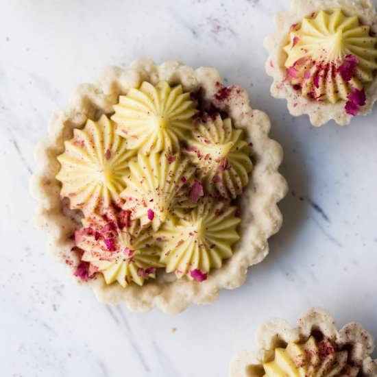 Vanilla Bean and Rose Tarts