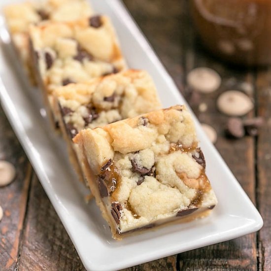 Chocolate Chip Caramel Butter Bars