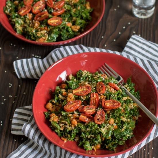 Kale Salad with Spicy Chickpeas