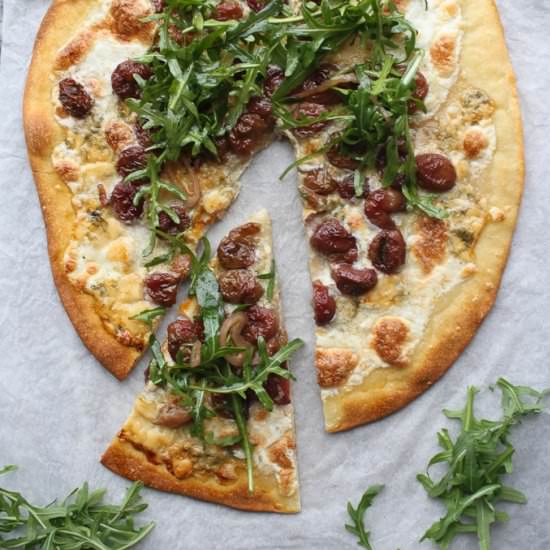 Arugula Pizza with Roasted Grapes