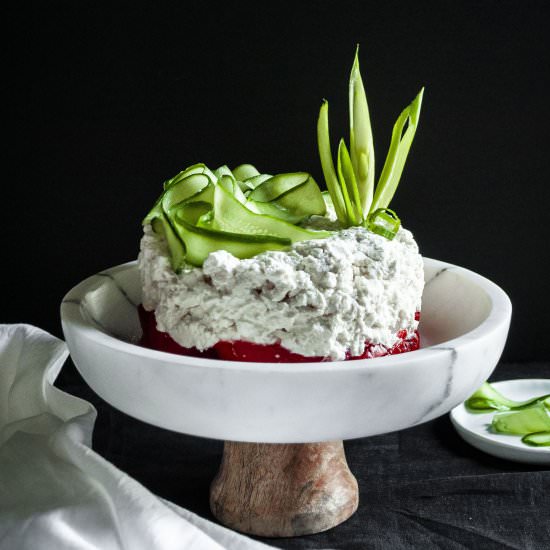 Savory Greek Salad cheesecake