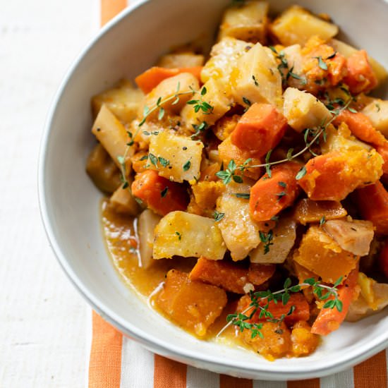 slow cooker glazed root vegetables