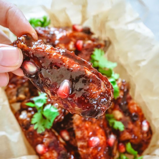 Pomegranate Glazed Chicken Wings