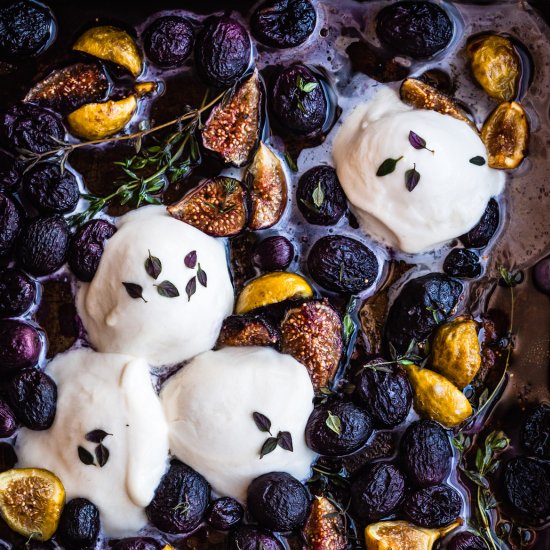 Roasted Grapes & Figs with Burrata