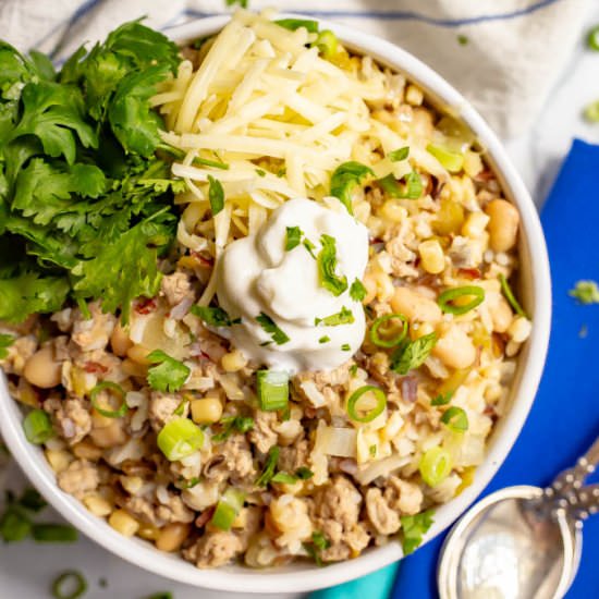 Healthy white turkey chili