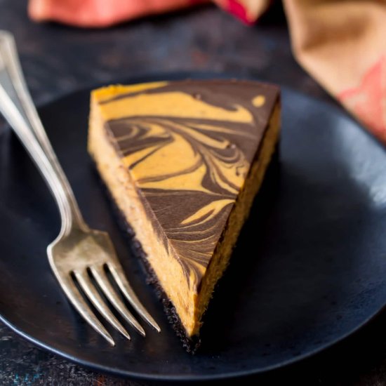 Pumpkin Chocolate Swirl Cheesecake