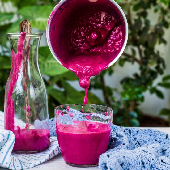 Roasted beet, cumin and chia lassi