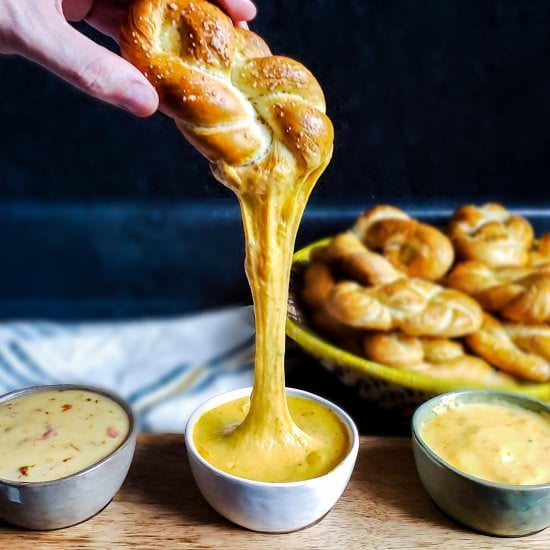 Pretzel Cheese Sauce Trio