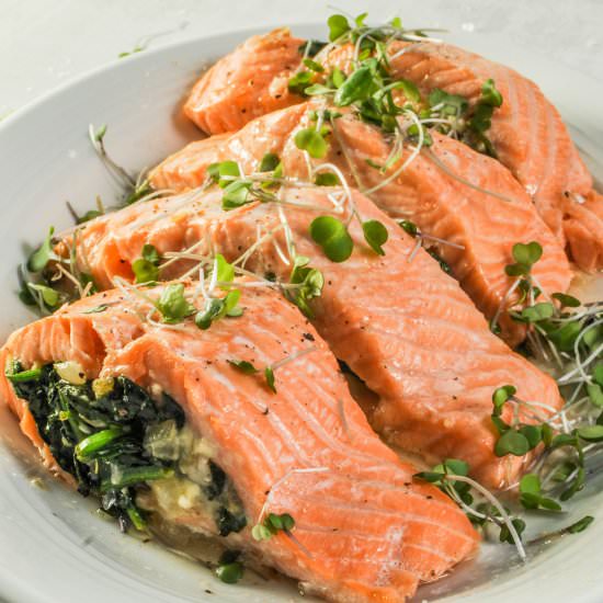 Feta & Spinach Stuffed Salmon