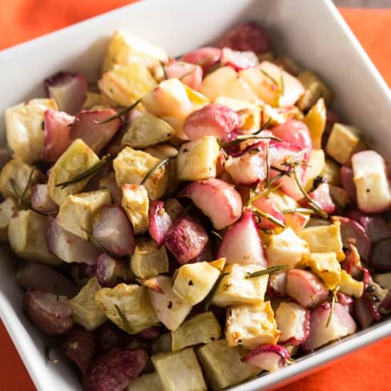 Roasted Celery Root & Radishes