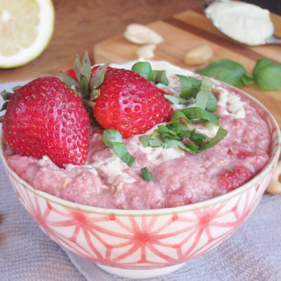 Strawberry Oats with Basil Cream