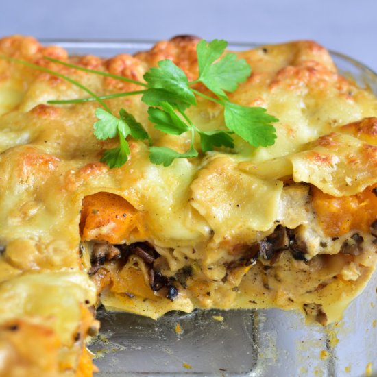 White lasagne with pumpkin