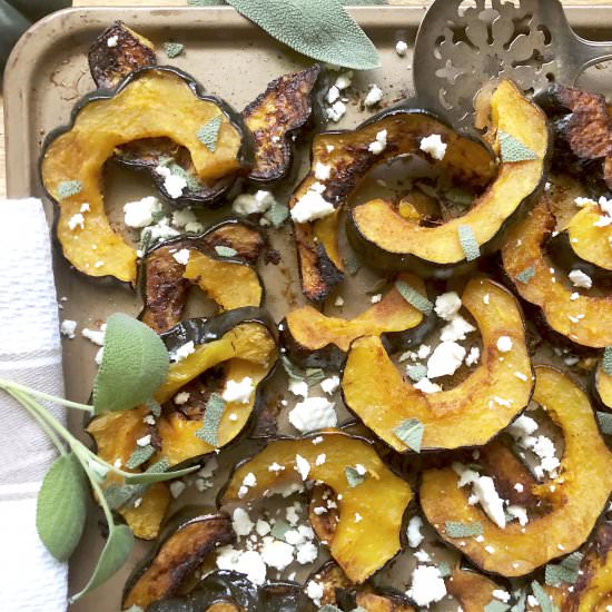 spicy acorn squash with feta