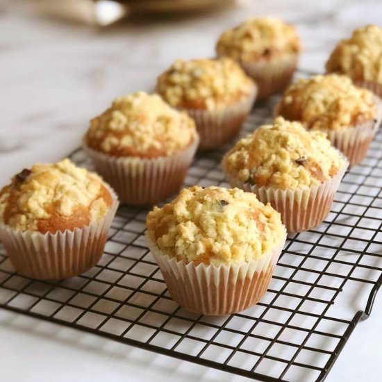 Orange, dark chock chip muffins