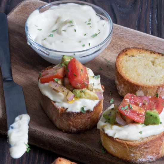 Vegan Tomato Avocado Bruschetta