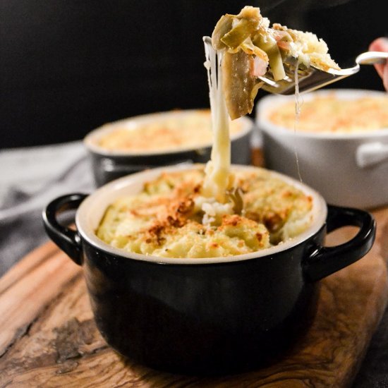 Mashed Potato and Artichoke Gratin