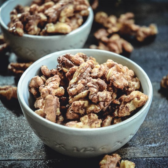 maple cardamom candied walnuts