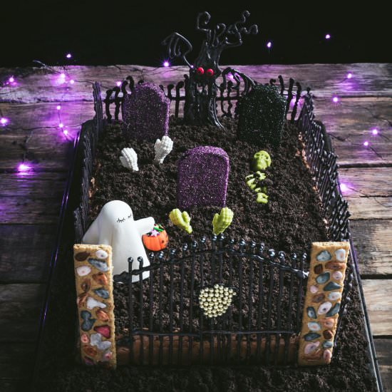 Halloween Chocolate Graveyard Cake