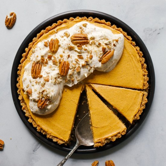 Pumpkin Pecan Tart with Maple Cream