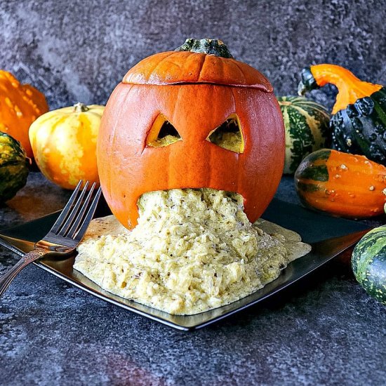 Pesto Spaghetti Squash Pumpkin