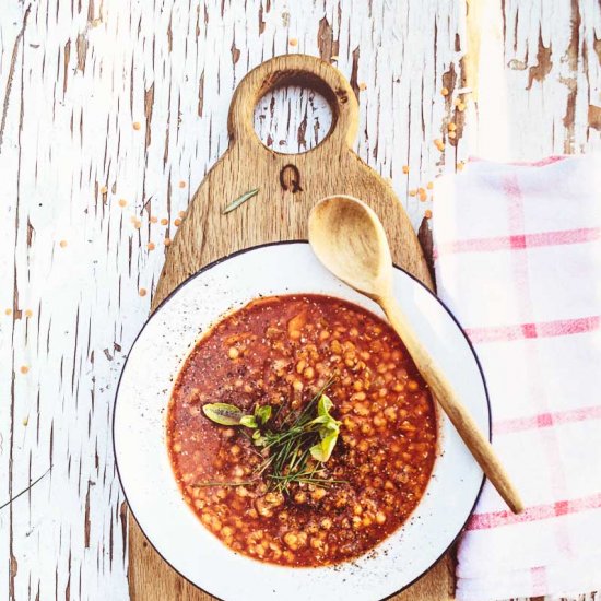 Hungarian red lentil soup