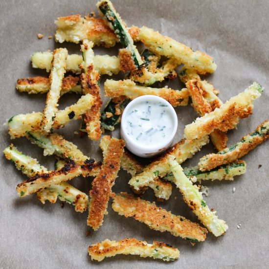 crunchy courgette fries + tzatziki