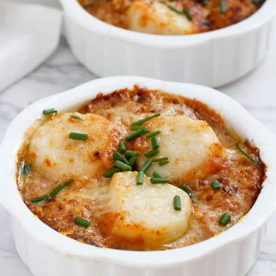 Broiled Scallop Gratin with Pumpkin