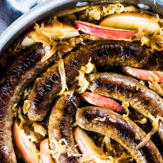 Bratwurst and Sauerkraut with Apple