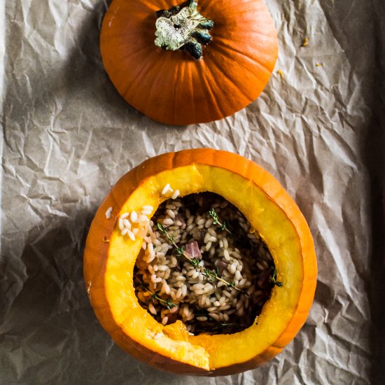 Baked Savory Rice Stuffed Pumpkin