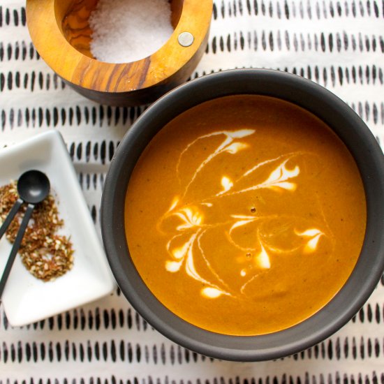 Purple carrot soup with za’atar