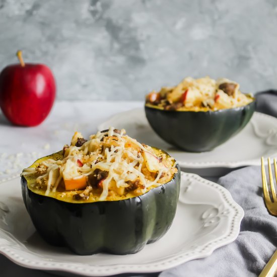 Sausage+ Apple Stuffed Acorn Squash