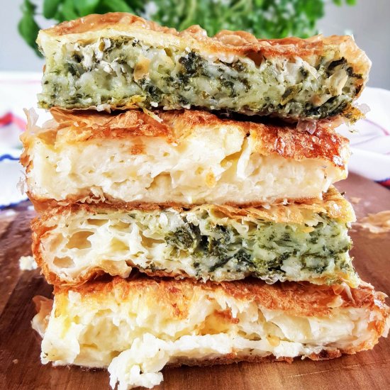 Savoury cheese&spinach millefeuille