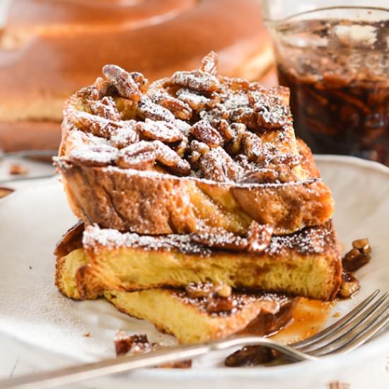 French Toast with Maple-Pecan Syrup