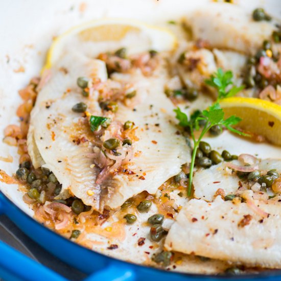 Fish with Lemon Caper Sauce