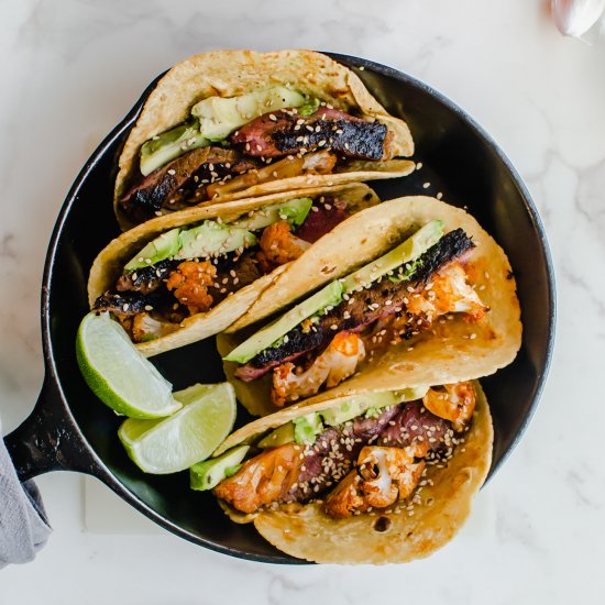 Korean Steak and Cauliflower Tacos