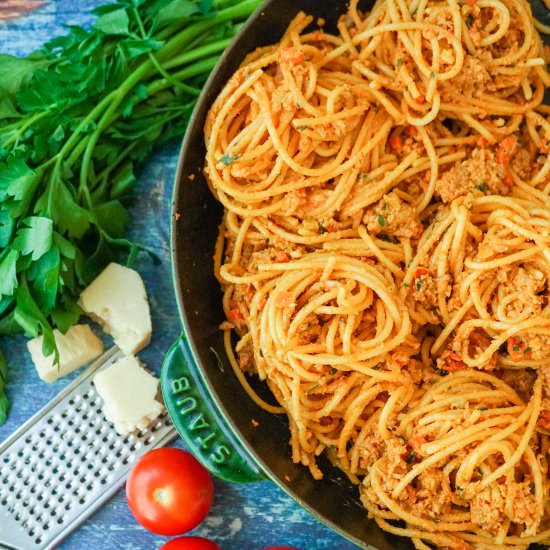 Vegan Sausage Bolognese