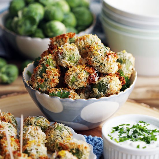 Parmesan Brussels Sprouts with Dip