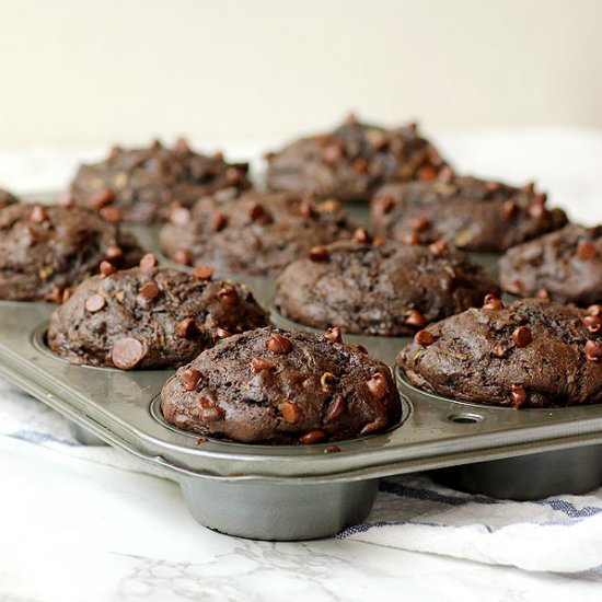 Double Chocolate Zucchini Muffins